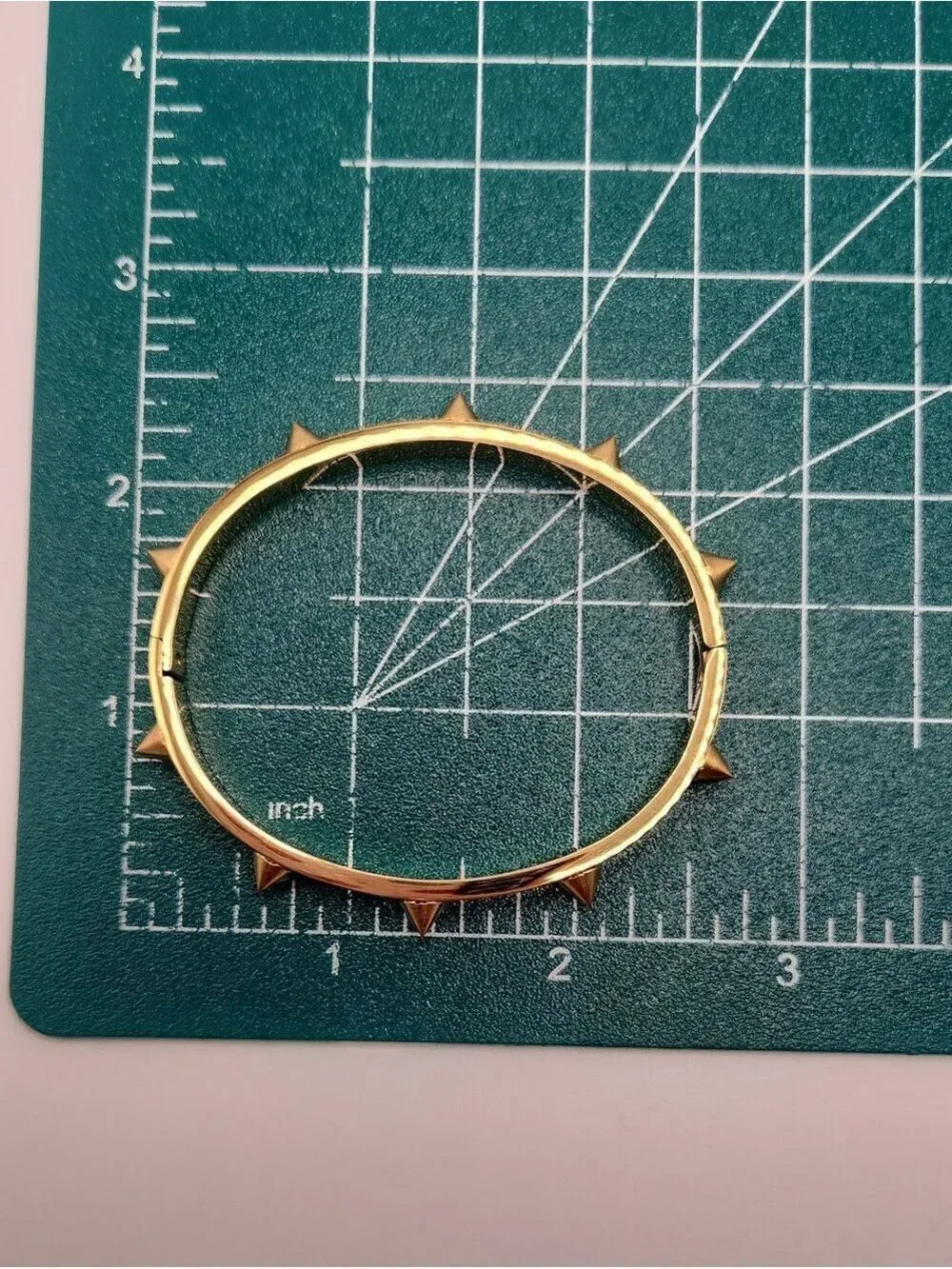 18k Gold Plated Stainless Steel Spike Studded Bangle Bracelet Minimalist Jewelry